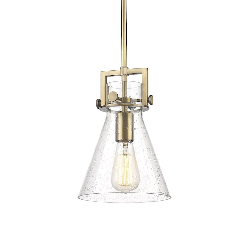 Innovations Lighting 411-1SS-11-8 Newton Cone Pendant Newton Cone 8" - Brushed Brass / Seedy