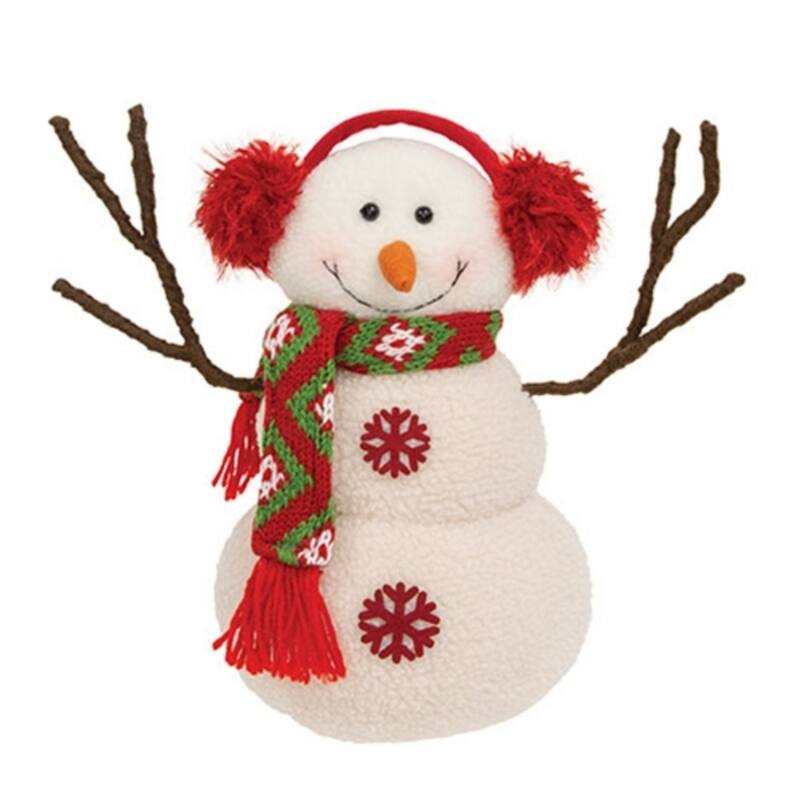 Standing Red Argyle Snowman Holiday Home Decor - 15.75" x 6" x 11" - White-Red-Green