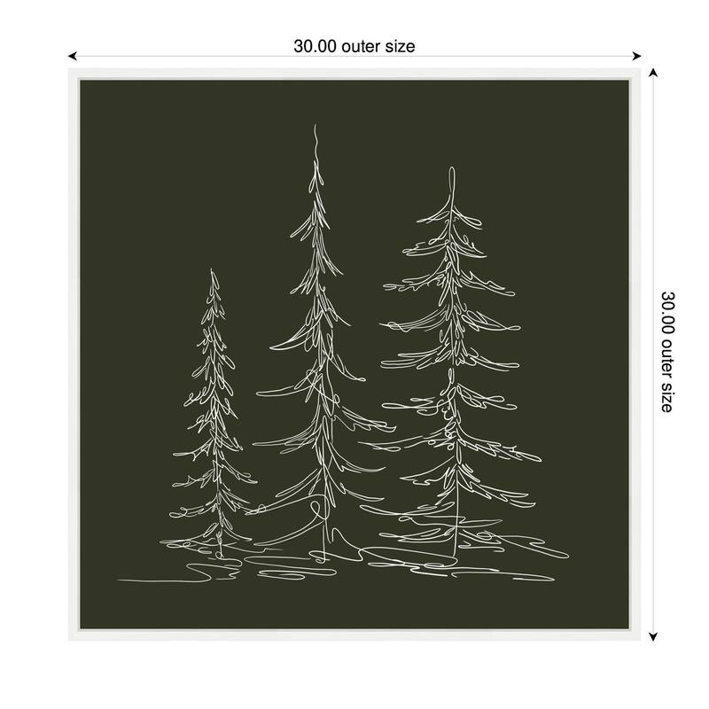 Kate and Laurel Sylvie Framed Canvas Minimalist Evergreen Trees Sketch Green by The Creative Bunch Studio