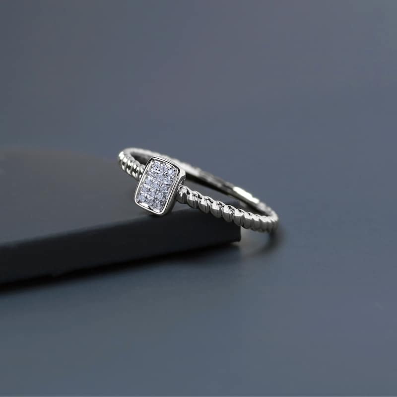 1/20ct TDW Diamond Cluster Ring in Gold Plated Silver for Women - 7 - White