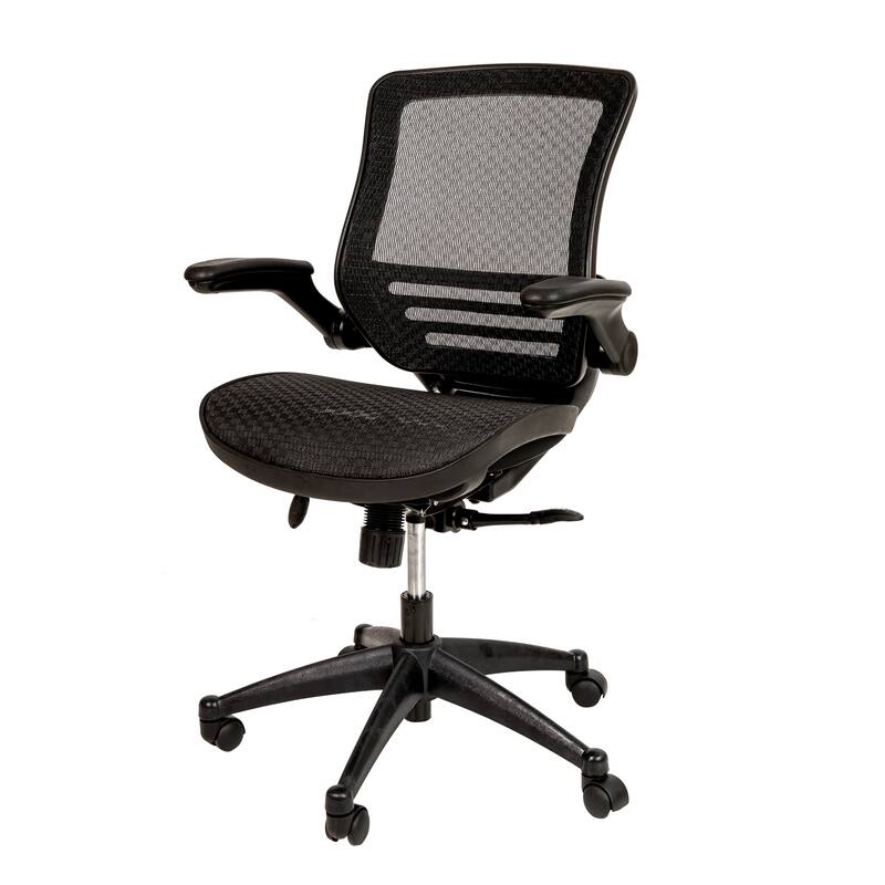 Mid-Back Transparent Mesh Executive Swivel Chair with Melrose Gold Frame and Flip-Up Arms