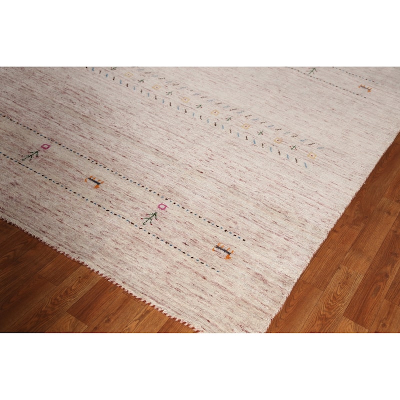 Hand Knotted Oriental 100% Wool Carpet Tribal Animal Pictorial Pink Gabbeh Area Rug - 11' 5'' X 8' 9''