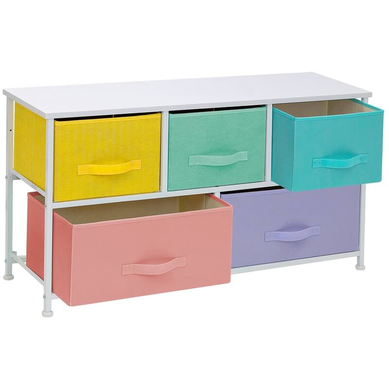 Dresser w/ 5 Drawers Furniture Storage Chest for Home, Bedroom
