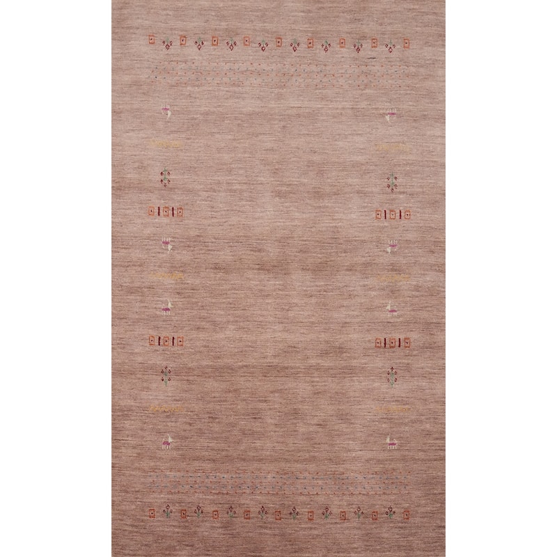 Hand Knotted Oriental 100% Wool Carpet Tribal Animal Pictorial Brown Gabbeh Area Rug - 7' 8'' X 4' 11''