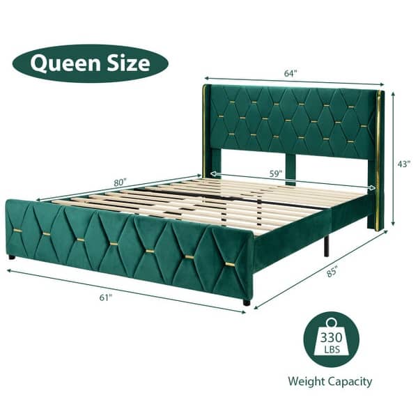 Queen/Full Size Bed Frame with Adjustable Headboard - Bed Bath