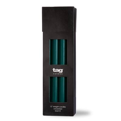 Color Studio 12" Straight Taper Unscented Smokeless Paraffin Wax Candle Dark Green Burn Time 12 hrs. Sold In Units of 1