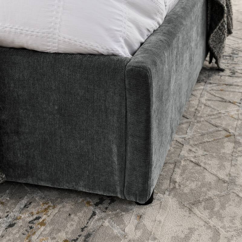 King Size Hydraulic Storage Upholstered Bed with Headboard