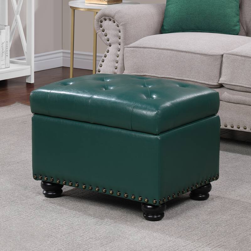 Convenience Concepts Designs4Comfort 5th Avenue Storage Ottoman - Forest Green Faux Leather