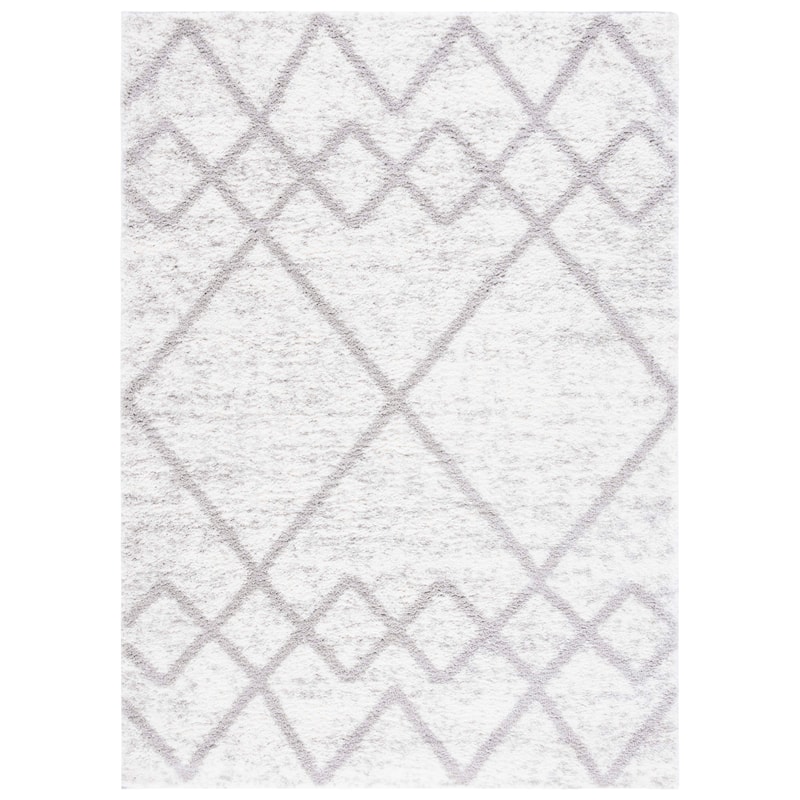 SAFAVIEH Berber Shag Guluzar Moroccan Boho 1.25-inch Rug - 7' x 7' - Grey/Ivory - Square