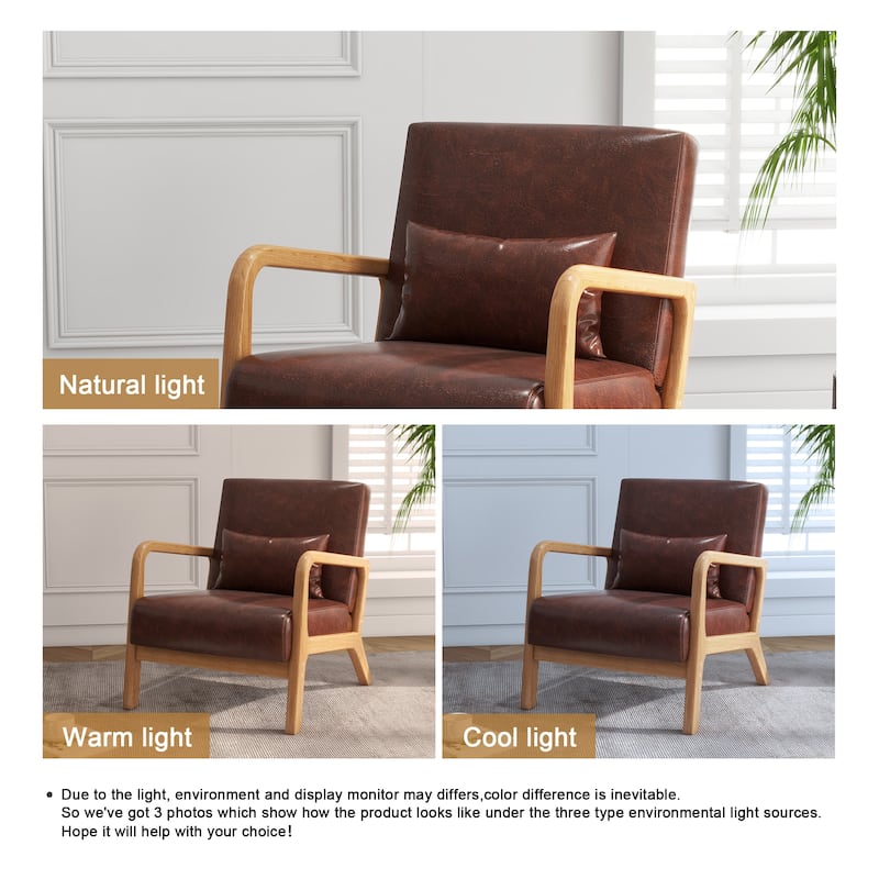 Mid Century Solid Wood Upholstered Accent Chair