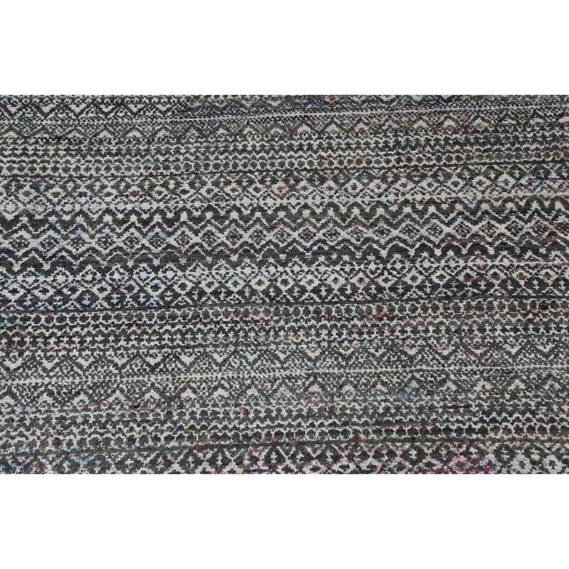 Chevron Abstract Jute/ Wool Oriental Living Room Area Rug Hand-knotted - 8'7" x 11'4"