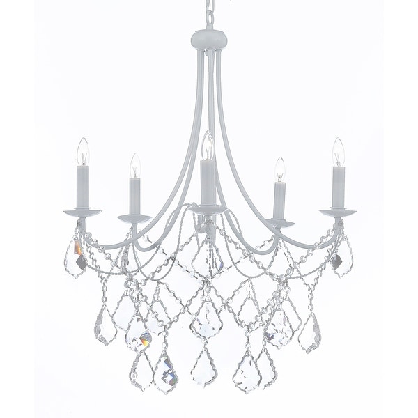 White Wrought Iron Chandelier Chandeliers Lighting Crystal Light Fixture Country French