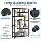 preview thumbnail 18 of 23, Vintage Brown/ Black 8-Shelf Etagere Bookcase, White Modern Bookshelves with Storage, Tall Display Rack