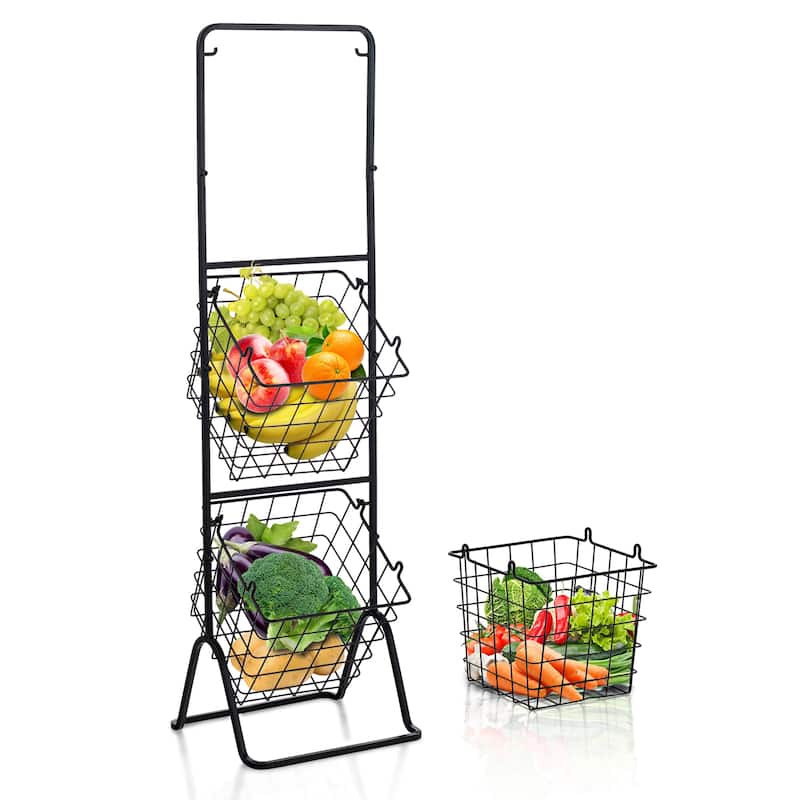 Costway 3-Tier Wire Fruit Basket Stand Kitchen Snack Vegetable Storage - See Details