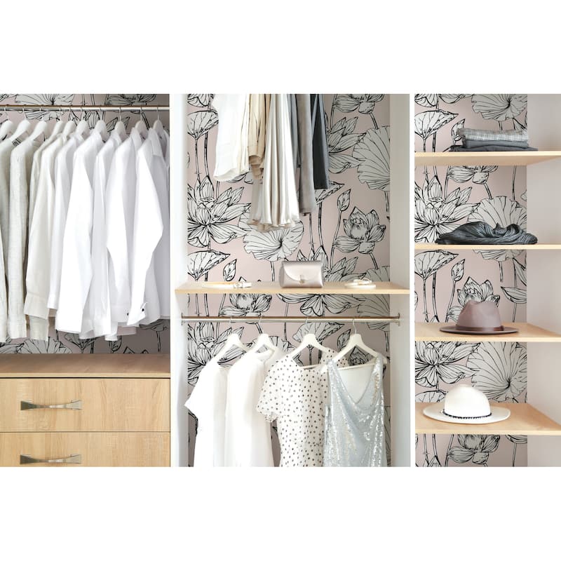 NextWall Lotus Floral Peel and Stick Wallpaper