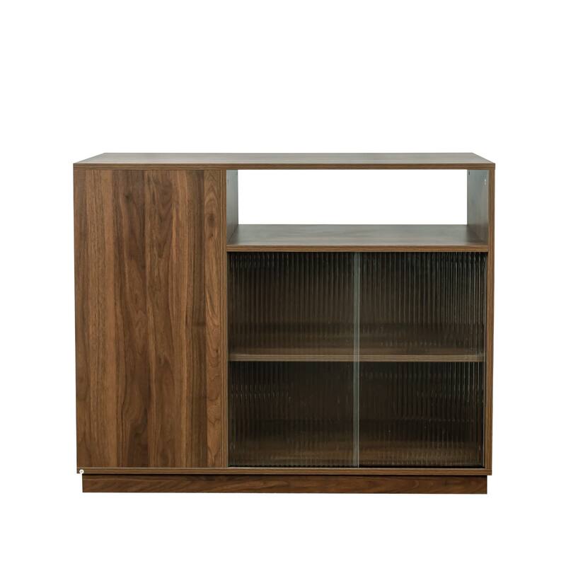 Kitchen Sideboard, Countertop Organizer, Tabletop Cabinet with 2 Glass Sliding Door,3 Side Drawers & 1 small display shelves