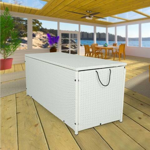 Outdoor Garden Storage Box, Wicker Patio Deck Boxes with Lid
