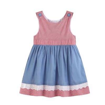 Lil Cactus Denim Look and Red Gingham A-Line Dress