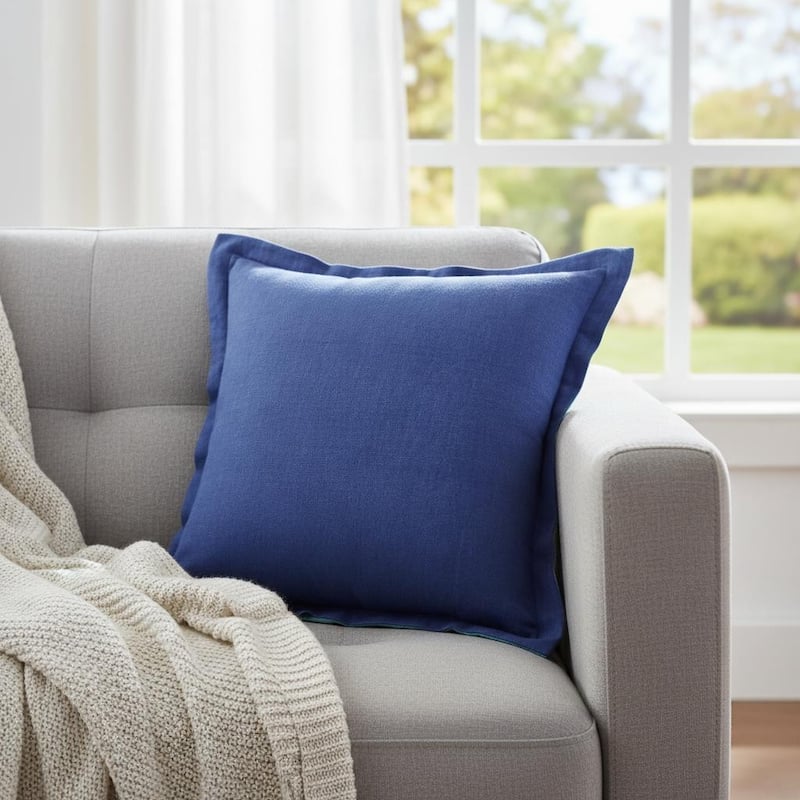 20" X 20" Navy Linen Zippered Pillow - Polyester - Single - 20.00 in. x 20.00 in.  x 4.00 in. - Pillow Sets - Navy Blue