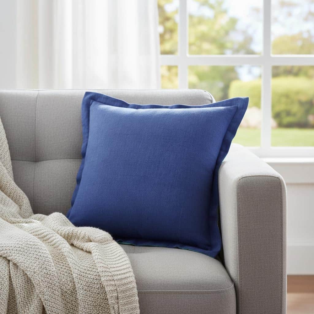 20" X 20" Navy Linen Zippered Pillow