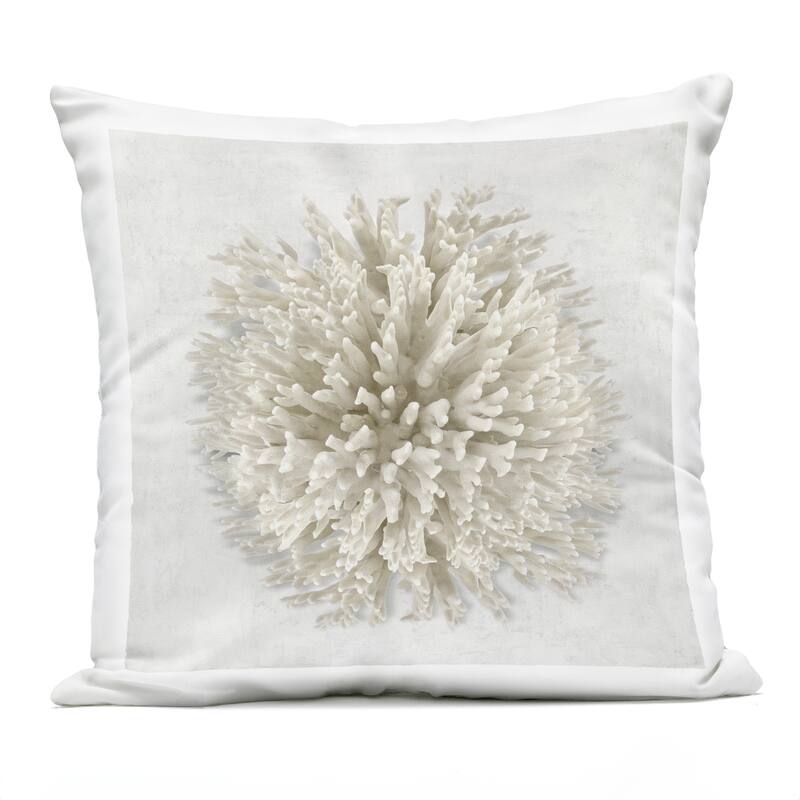 Stupell Natural Round Coral Printed Outdoor Throw Pillow Design by Caroline Kelly - Accent - Polyester - Off-White - Single