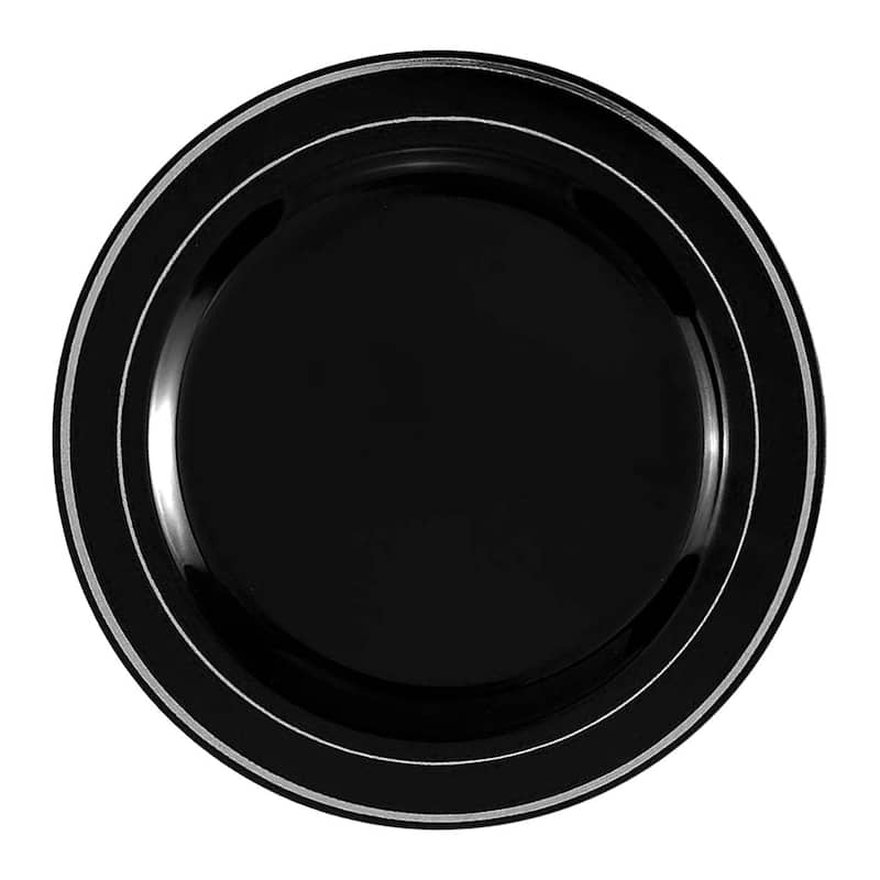 Shiny Round Edge Rim Disposable Plastic Plate Packs - Party Supplies