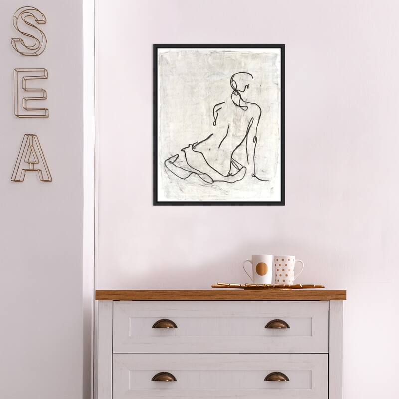 Embellished Gestural Contour I Framed Canvas Wall Art Print