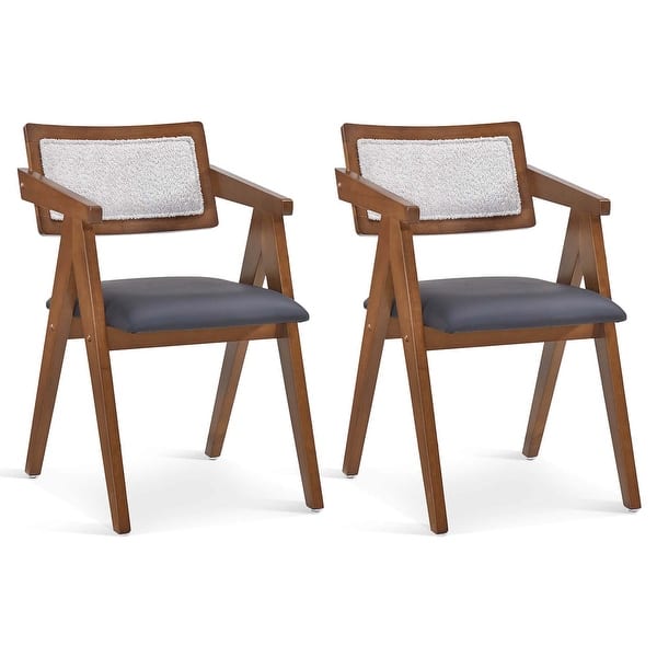 slide 2 of 10, Costway Modern Accent Chairs Set of 2/4 with Leathaire Seat Cushions & 2 PCS