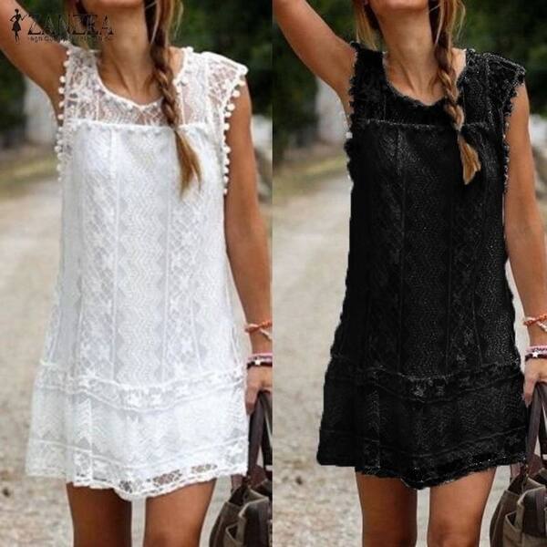 Shop Vestidos 2017 Summer Elegant Zanzea Women Casual Solid Short