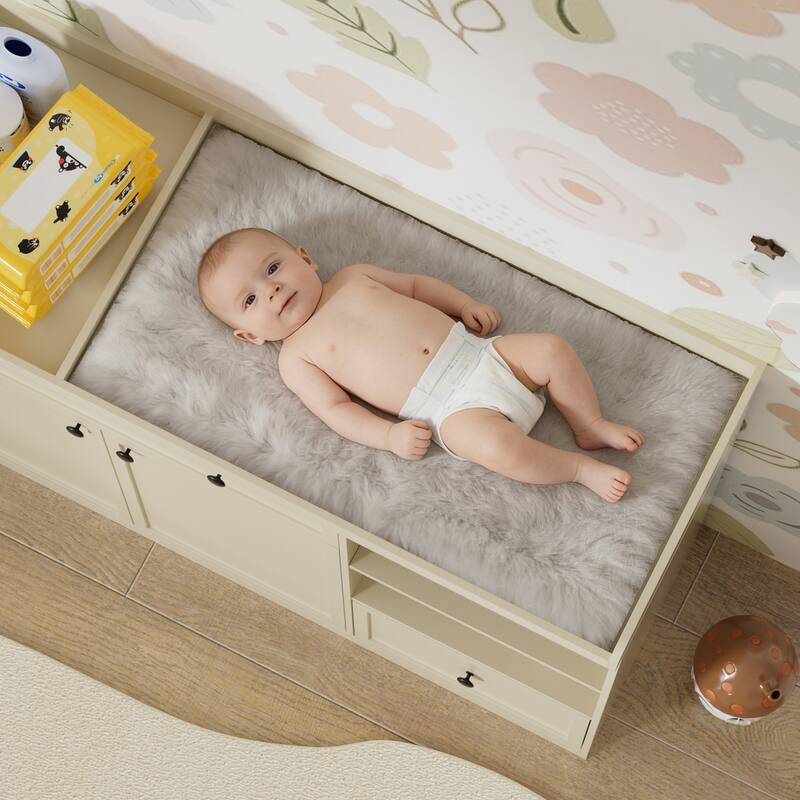 Changing Table Dresser with Drawers and Shelves