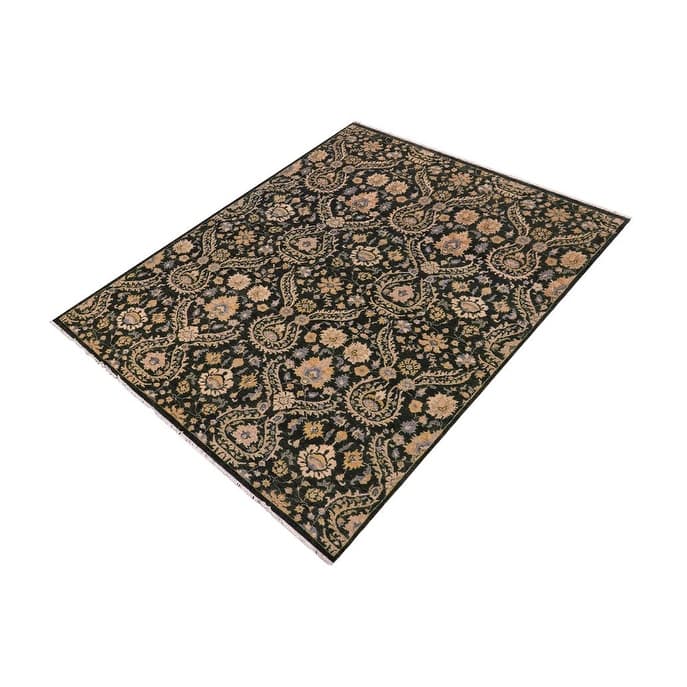 Classic Ziegler Dayami Gray Blue Hand-Knotted Wool Rug - 7'4'' x 9'3''