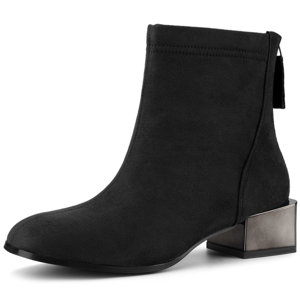 Women's Square Toe Chunky Electroplated Heel Ankle Boots. Opens flyout.
