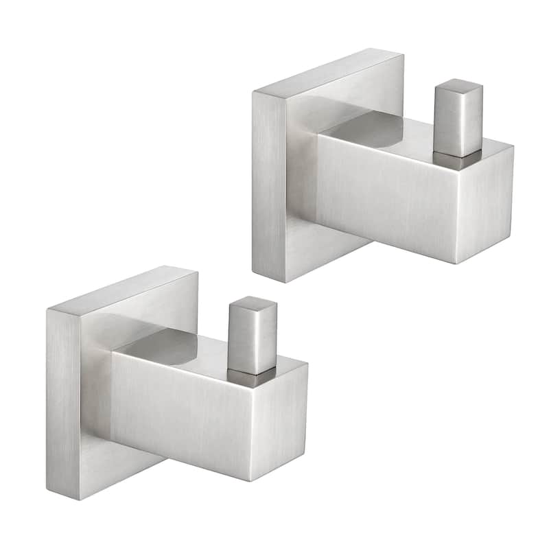 Cube Bathroom Towel & Robe Hook 2 Count - Brushed Nickel