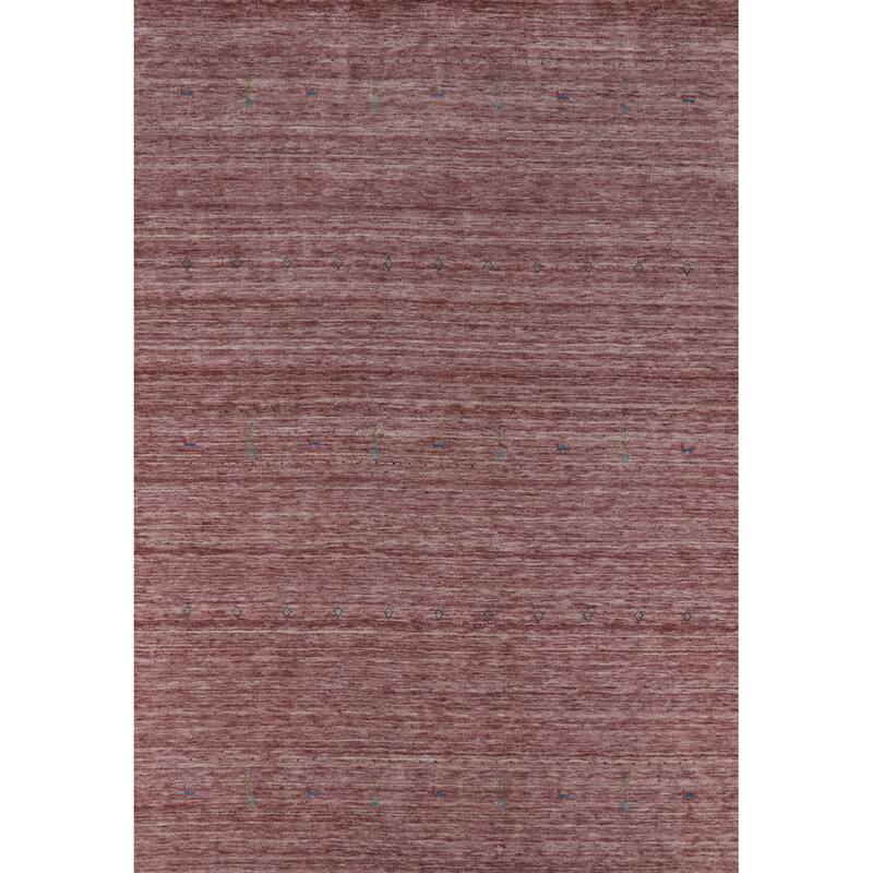 Hand Knotted Oriental 100% Wool Carpet Tribal Tribal Pink Gabbeh Area Rug - 9' 8'' X 7' 10''