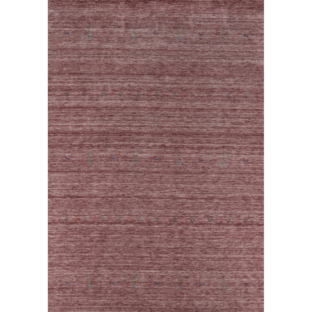 Hand Knotted Oriental 100% Wool Carpet Tribal Tribal Pink Gabbeh Area Rug - 9' 8'' X 7' 10''