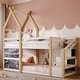 preview thumbnail 10 of 16, Stylish and Simple Twin over Twin House Bunk Bed with Storage Staircase and 2 Blackboards, White and Natural, Easy Assembly