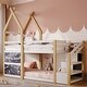 preview thumbnail 10 of 34, Twin House Bunk Bed with Stairs & Blackboards - Playful Design for Kids
