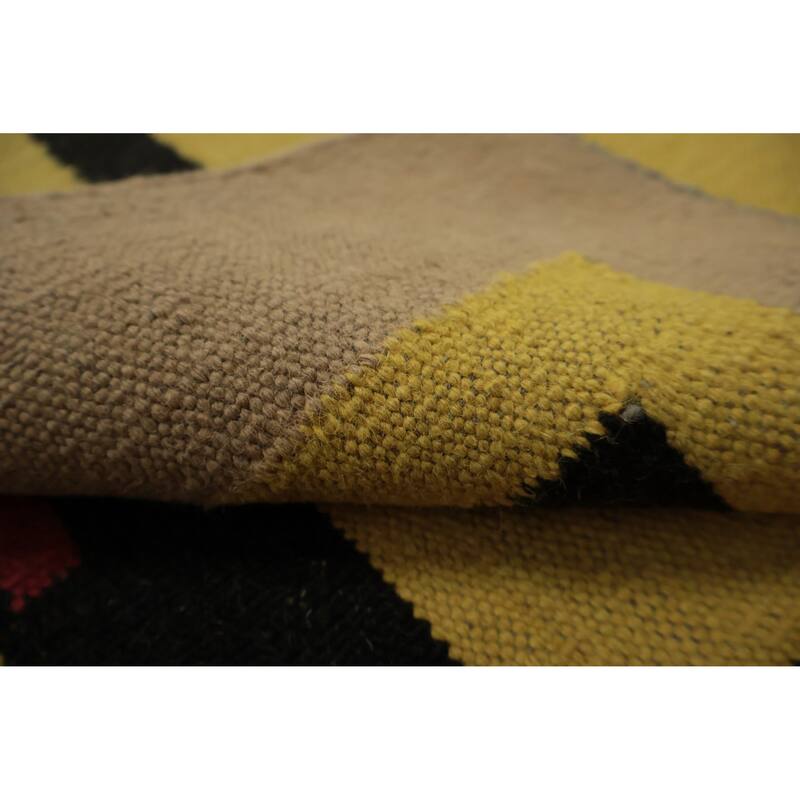 Hand Woven Oriental 100% Wool Carpet Southwestern Modern Multi-Colored Kilim Area Rug - 11' 8'' X 8' 10''