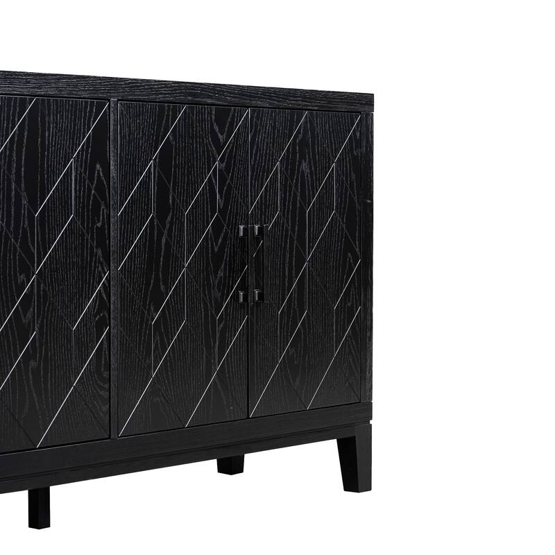 4-door Retro Sideboard with Adjustable Shelves