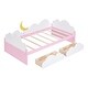 preview thumbnail 8 of 32, Twin Size Daybed with 2 Storage Drawers & Clouds Decor, Wood Kids Twin Bed, Twin Storage Platform Bed Frame for Kids Girls Boys