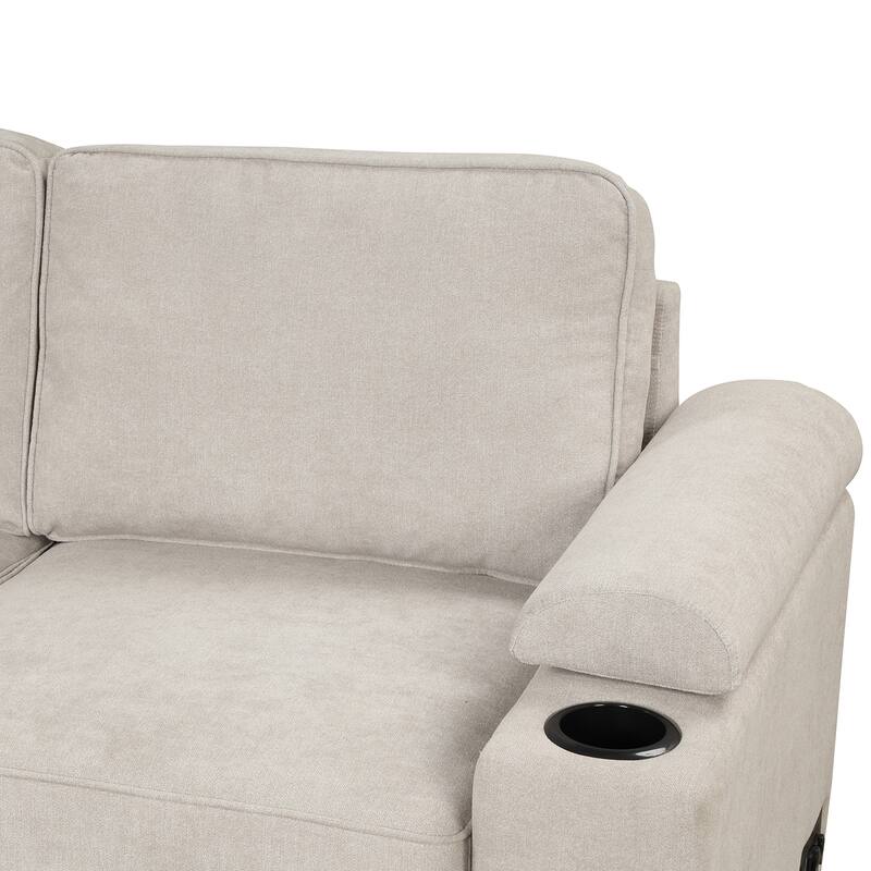Modern 2 in 1 Pull Out sofa bed L Shape Couch with Storage Ottoman