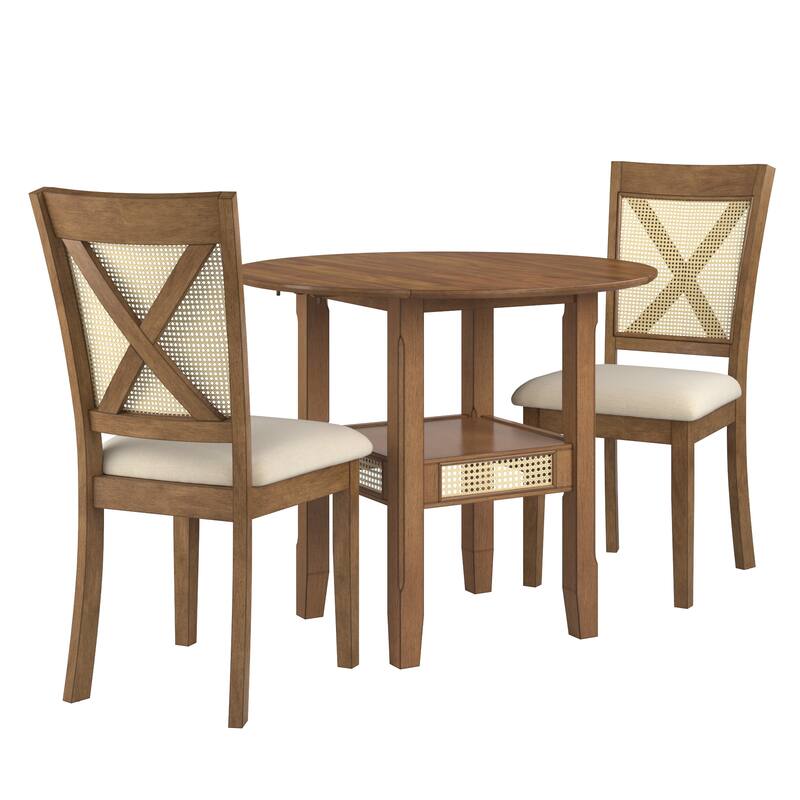 Plaga Cane Accent 3-Piece Dining Set by iNSPIRE Q Classic - X-Back - Oak Finish