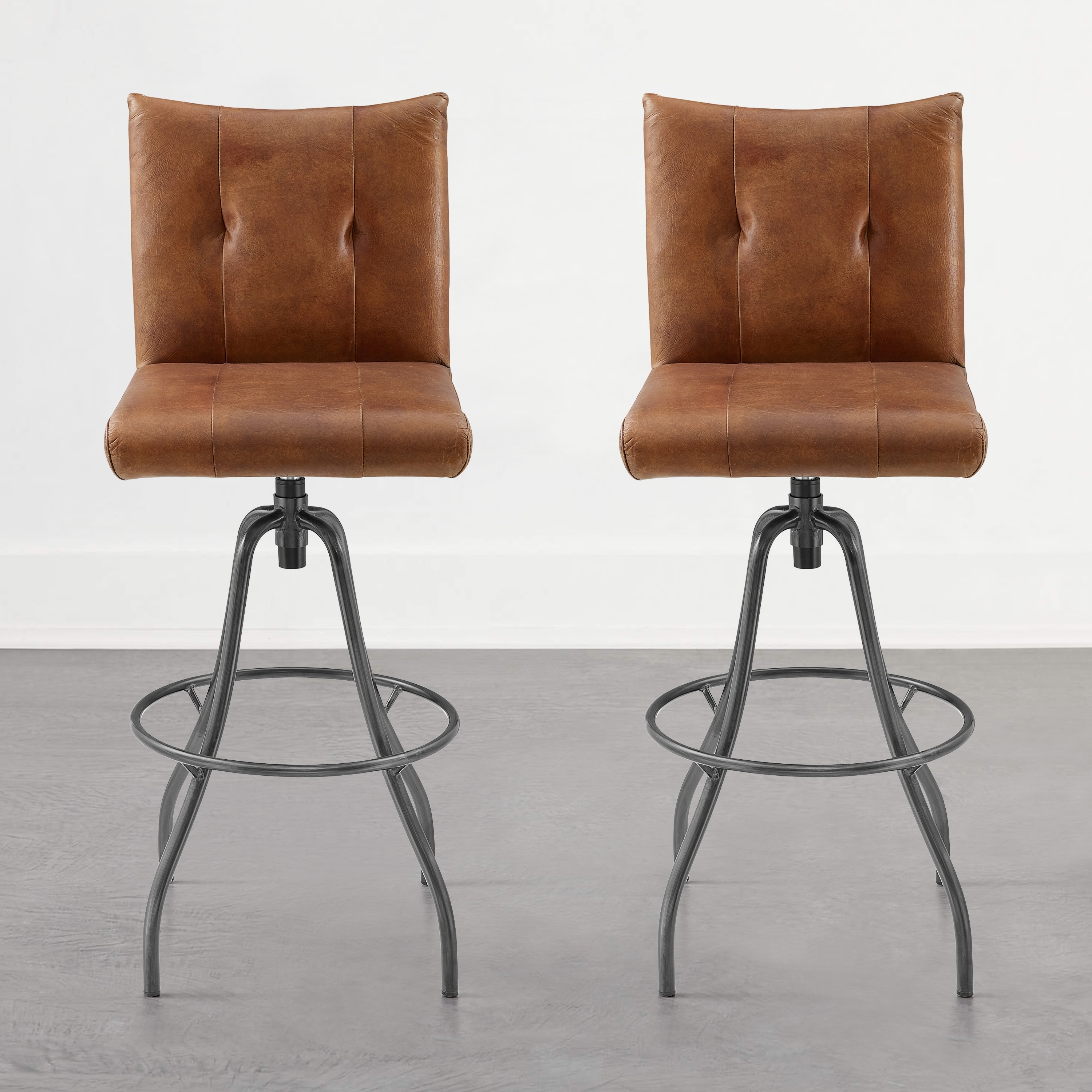 Genuine leather online swivel bar stools