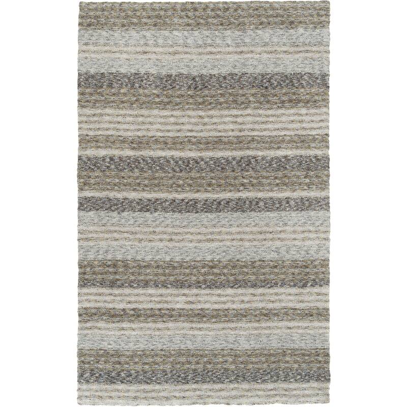 Addison Sanibel Striped Grey Shag Area Rug - 9'X13' - Grey - Rectangle