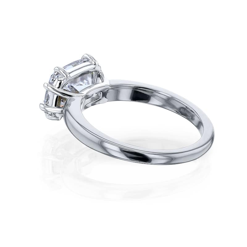 Kobelli 3 Carats Old Mine Cut Diamond Solid Platinum Lab Grown Elongated Cushion East-West Charli Ring