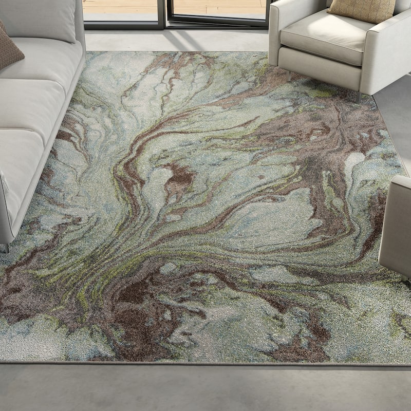 Domani Globe Modern Abstract Pattern Area Rug - 7'10" x 10'10" - Seafoam