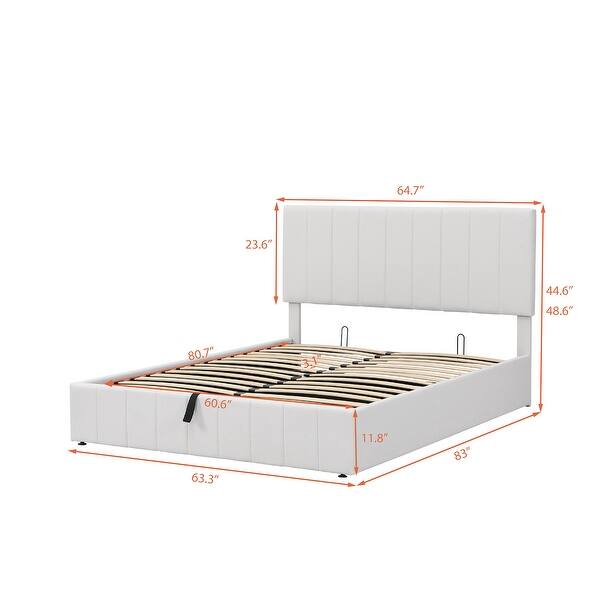Queen size Upholstered Platform bed with a Hydraulic Storage System