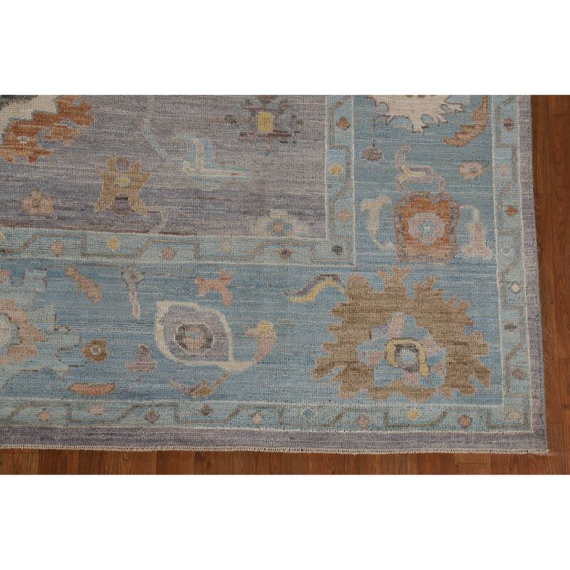 Hand Knotted Oriental 100% Wool Carpet Transitional All-Over Purples Oushak Area Rug - 9' 6'' X 8' 0''