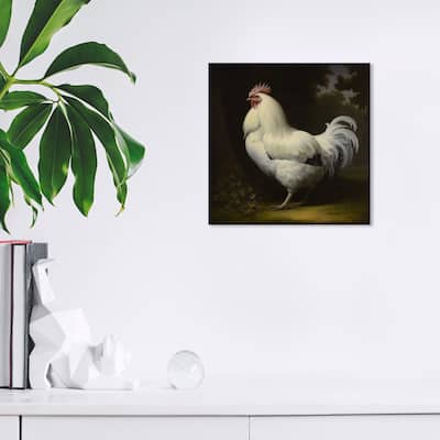 Wynwood Studio Canvas Animals Rooster goes to the kitchen White and Eggshell Traditional Wall Art Canvas Print