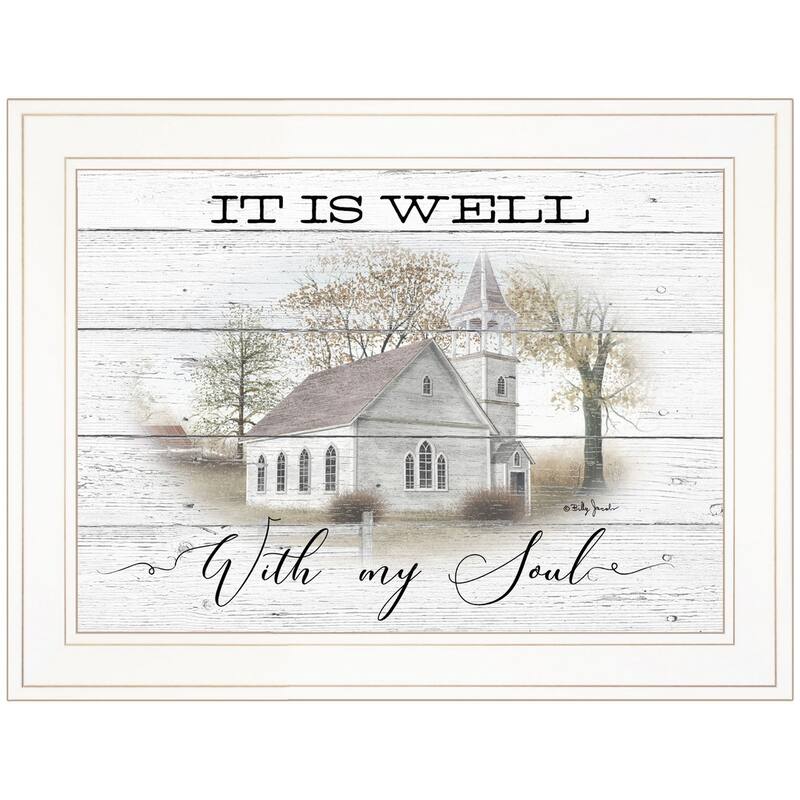 TrendyDecor4U Farmhouse "It Is Well" Framed Print Wall Art by Billy Jacobs - Earthtone